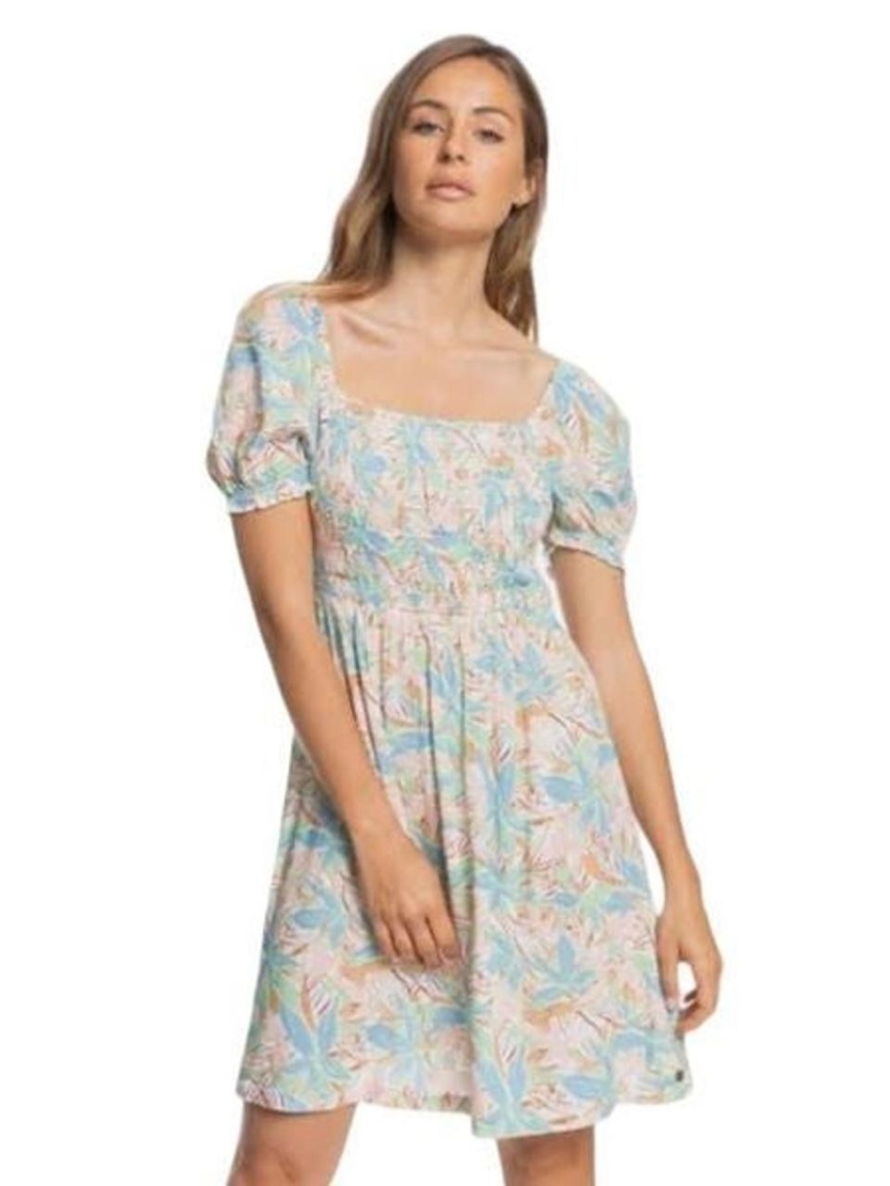Roxy Hello Petal Floral Print Smocked Mini Dress
